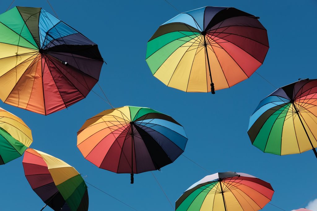 Rainbow umbrellas for Marriage Equality