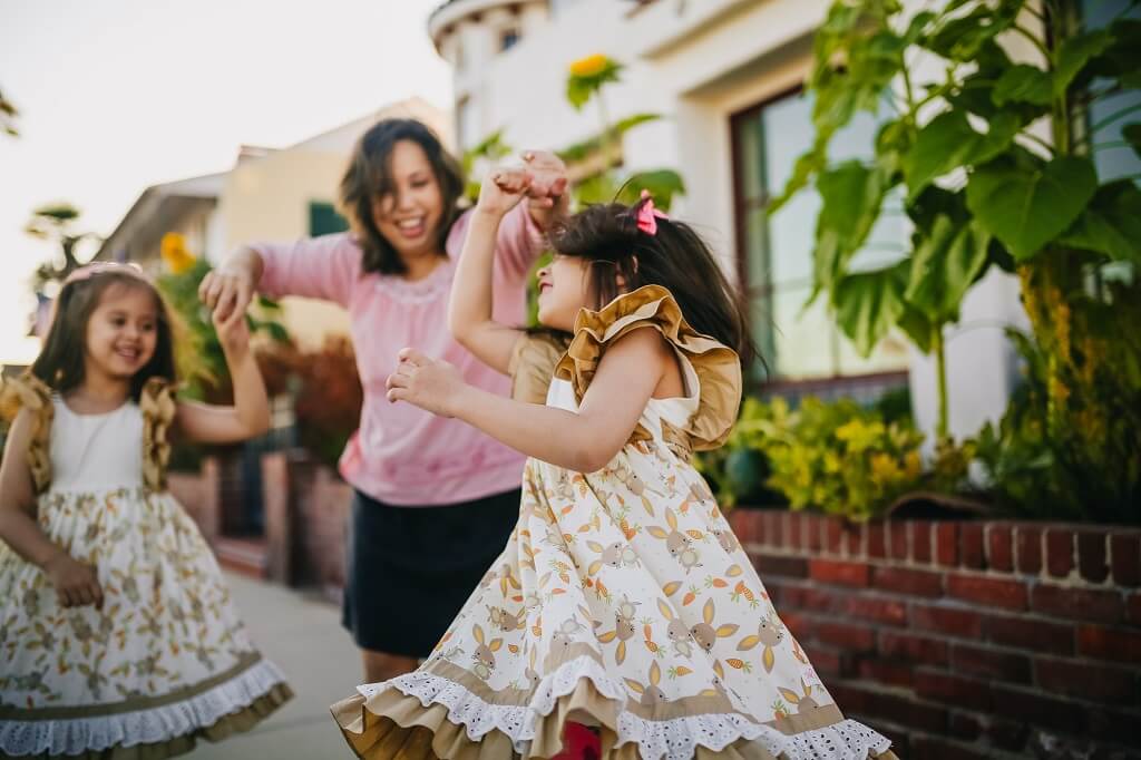 Happy family adjusting to life after divorce